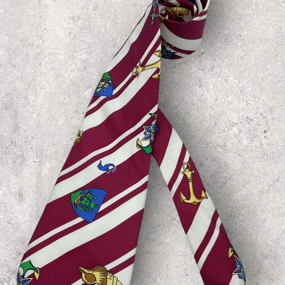 JACOMO Red/White Striped Silk LUXURY Tie FRANCE - Picture 5 of 5